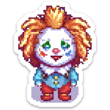 extra fluffy clown hair, no face sticker