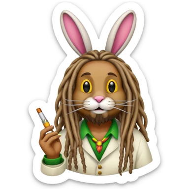 rasta easter bunny smoking sticker