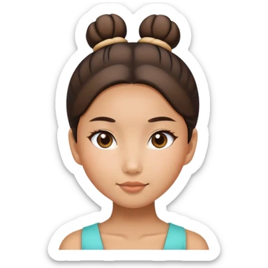 Tan asian girl with bun  sticker