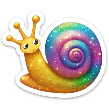 Rainbow baby snail emoji glitter with cute starfish sticker