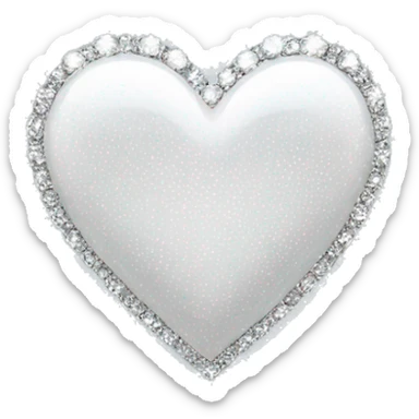 White shiny heart with diamonds  sticker
