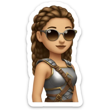 Girl gladiator with French braids, brown hair and sunglasses sticker