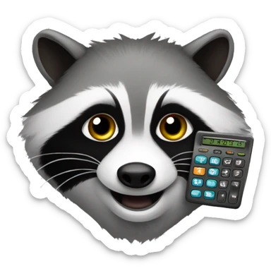 Racoon with a calculator sticker