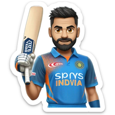 Virat kohli in Indian blue cricket jersey sticker