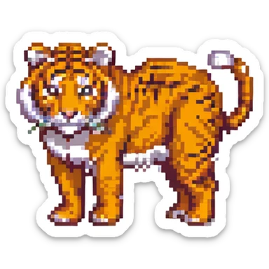 Add a pixel art jungle background while keeping the tiger as the main focus. sticker