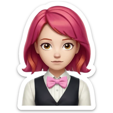 In A Clash Of Clans Aesthetic readhead hair woman with pink bowtie sticker