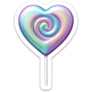 Iridescent pearl heart shaped lollipop with glitter  sticker