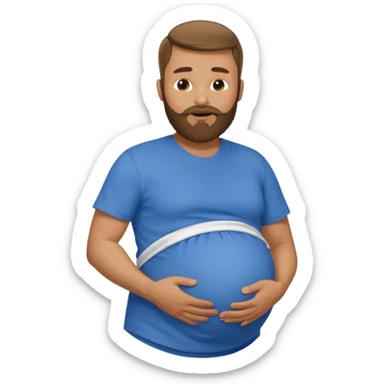 Bearded man rubbing pregnant belly poking out of shirt sticker