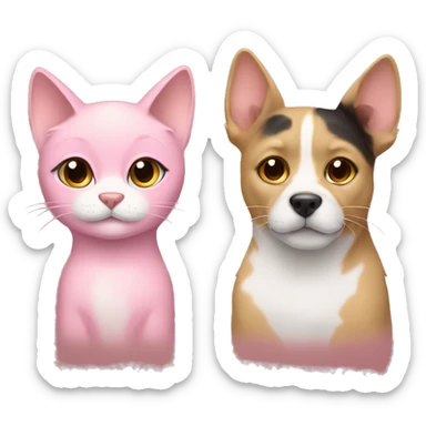pink and gold cat and dog sticker