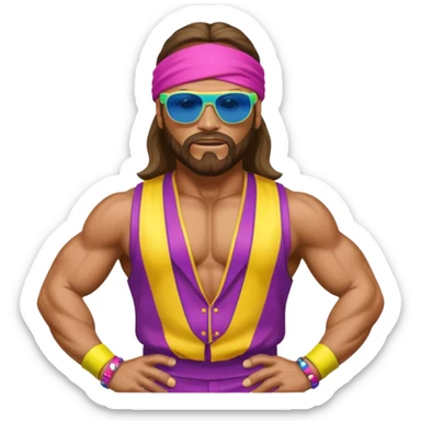 Create a Macho Man emoji for a teams chat but make it more original style to the game - make it as realistic as possible sticker
