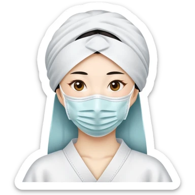Japanese women with a face mask sticker