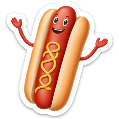 Smiling hotdog with arms and legs just ketchup  sticker