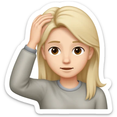 Emoji head pushing hair behind ear with hand  sticker