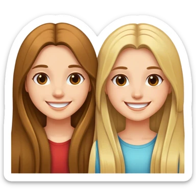hug-two-girls both fair and long hair sticker