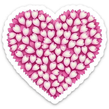 halloween s heart, heart made of white halloween petals with pink accents sticker