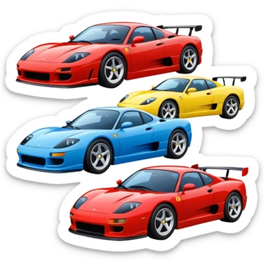 group of 4 sport cars in different composition sticker