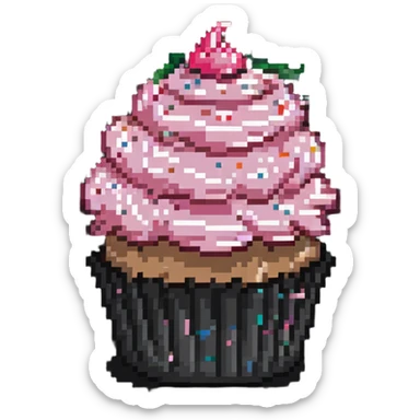 cupcake with pink icing and sprinkles sticker