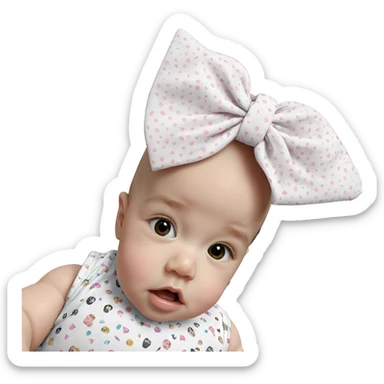 realistic bald baby girl sticker