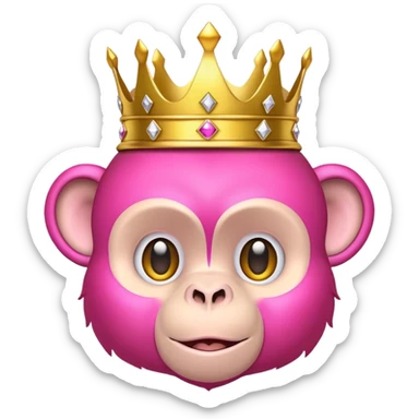 pink monkey wearing a crown sticker