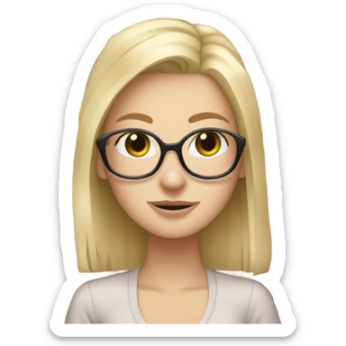 White girl blonde hair eyes closed wearing glasses hugs Yorkshire terrier  sticker