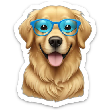 Golden retriever with Blue glasses sticker