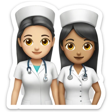 Japanese and Hispanic Nurse besties sticker