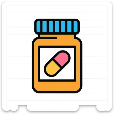 pill bottle icon, minimal, clean lines, modern icon style sticker