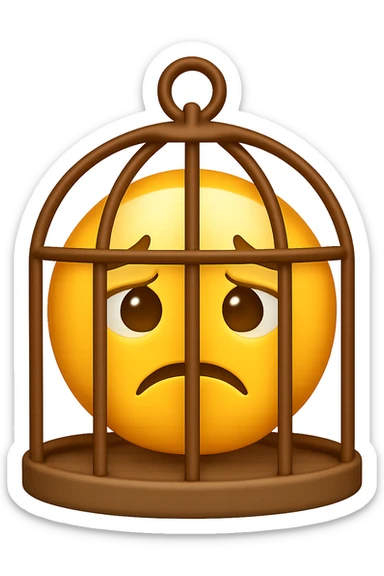 Disturbi alimentari quindi cibo visti come una gabbia stile emoji iphone. sticker