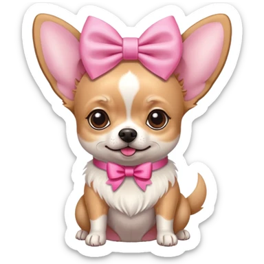 Light chihuahua with big pink bow on head sticker