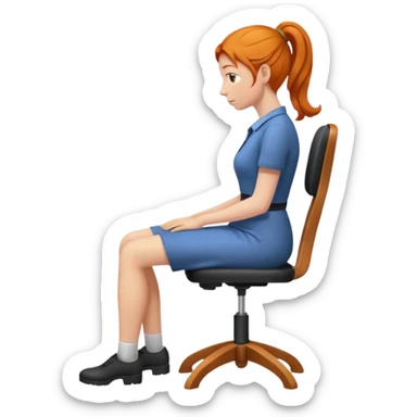 ginger woman with bad posture on chair from the side sticker