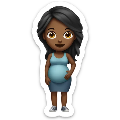 pregnant black girl with straight hair  sticker