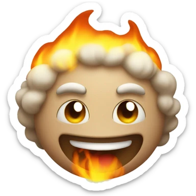 Cute small smiling fireball sticker