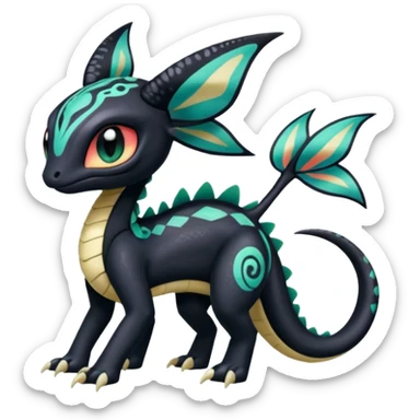 Colorful Exotic Meloetta-Toothless-Salandit-Stitch-Fakémon-creature-hybrid sticker