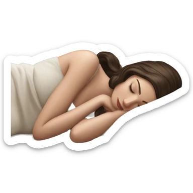 sleeping beauty brunette short hair white girl with a silk pillow sticker