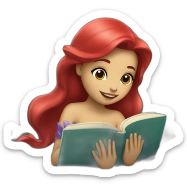 Little mermaid reading a book sticker