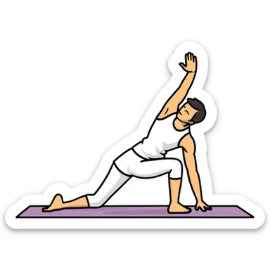 A man doing rehabilitation exercises on a yoga mat sticker