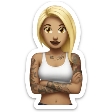 Blonde Woman with tattoos on her arms sticker