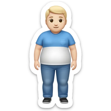 A 3D emoji in iOS emoji aesthetic style of a chubby full-body person standing upright, with round belly, soft features, and a cheerful smile. Glossy texture, bright lighting, minimal white background, friendly and expressive design. sticker