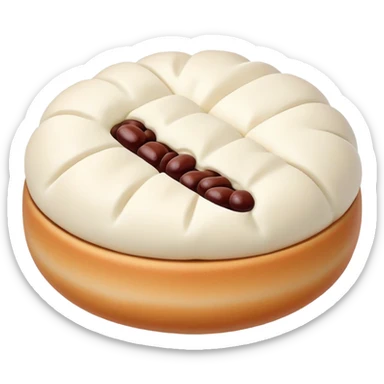 Red bean paste bun Dousha Bao with visible filling, simplified emoji style with bold outlines and bright colors, cartoon style sweet Chinese steamed bun sticker
