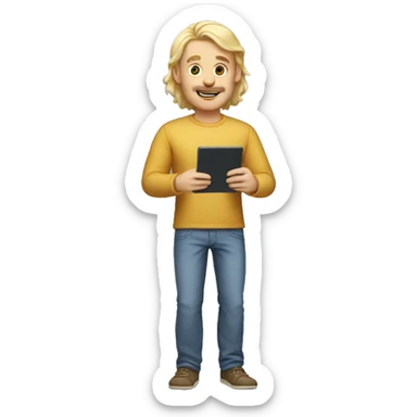 blonde dad tall full body holding tablet sticker