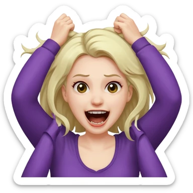 Manic laughter ripping hair out female sticker