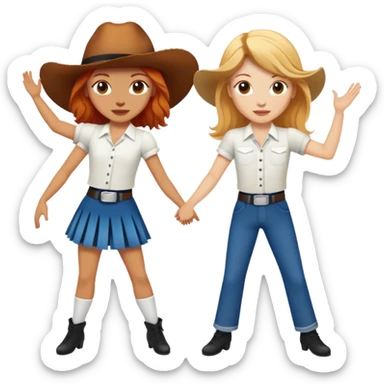 Two line dancers one blonde one red head sticker