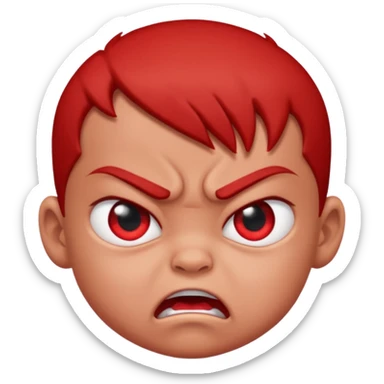 a baby all red red angry face  sticker