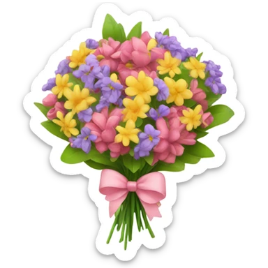 bouquet of flowers with bow sticker