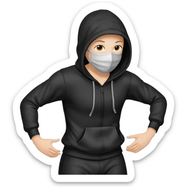 postac w kapturze i masce rrusza tylkiem sticker
