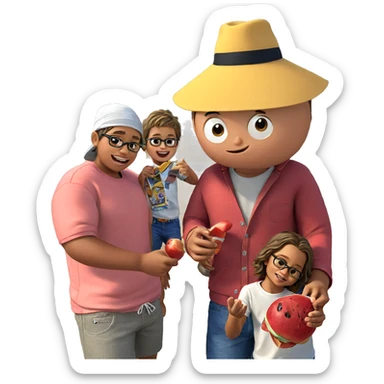 boys enjoying summer day sticker