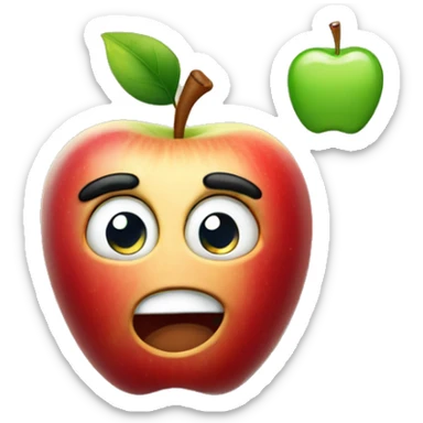 apple emoji pointing pointer finger at his head with a smug look on his face sticker