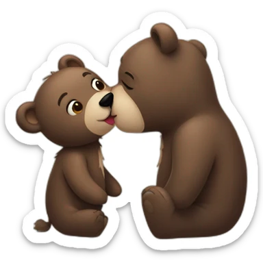 A bear kisses a bear  sticker