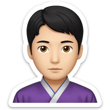 A Korean prince walking around his palace is real, black hair and face sticker