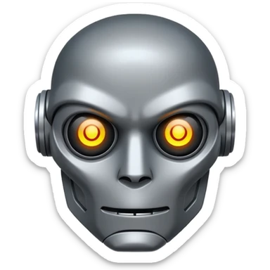 evil robot. Only its head. Low details sticker